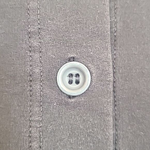 Ischiko Pullover Cotton Stretch Button-Back Lagen Look Top Charcoal Gray Size M - Picture 8 of 13